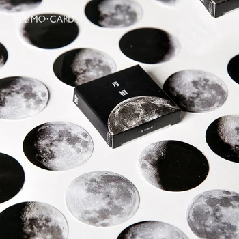 40Packs Didmeninė Mini Dėžutė Lipdukai Black&white mėnulio paviršiaus Vertus, Mėnulis Iškarpos medžiagos, rankų darbo, dekoratyvinis Antspaudas, Lipdukas 4CM Nuotrauka