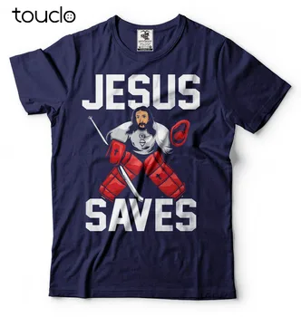 Jėzus Taupo Ledo Ritulio T-Shirt Mens Sporto Marškinėliai Jėzaus Kristaus Krikščionių Marškinėliai, unisex Nuotrauka
