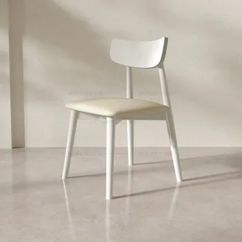 Medžio masyvo Lounge Šiaurės Kėdės Valgomojo Prabanga Morden Dizainerio Gyvenimo Kėdės Atsipalaiduoti Balta Silla Terciopelo Namų Baldai WXH35XP Nuotrauka