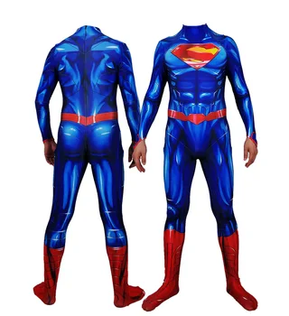 Suaugusieji, Vaikai Žmogus iš Plieno Cosplay Jumpsuit Kostiumas Super Herojus Vyrų Zentai Supermeno Kostiumas Helovinas Šalis Bodysuit Nuotrauka