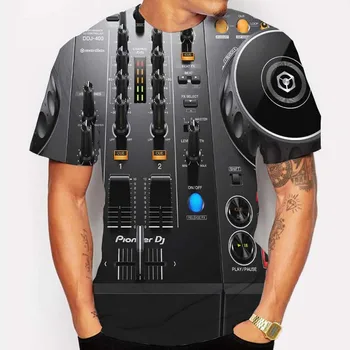 Vasaros Naują Stiliaus Unisex Naktinio Klubo DJ Klaviatūros T Shirts 3D Spausdinimo Muzikos instrumentų Hip-Hop Party DJ Tees Atsitiktinis Viršūnės Nuotrauka