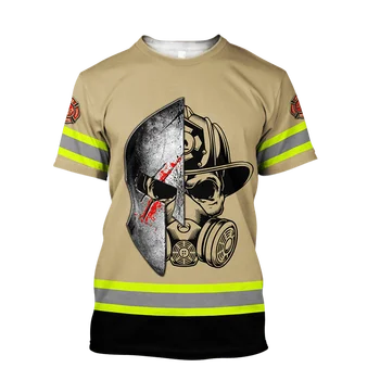 Vyriški ugniagesiai 3D atspausdintas T-shirt, didelis drabužių, vasaros atsitiktinis trumpas rankovėmis marškinėliai, asmeninį unisex greitai džiūsta viršų Nuotrauka