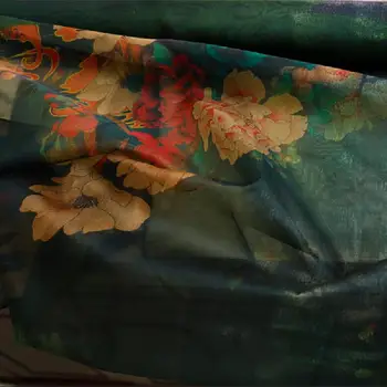 Šilko organza ilga suknelė Hanfu marškinėliai 100% mulberry šilkas smaragdas žalia Kinų stiliaus Rankų darbo siuvimo meno, Japonų kimono Nuotrauka